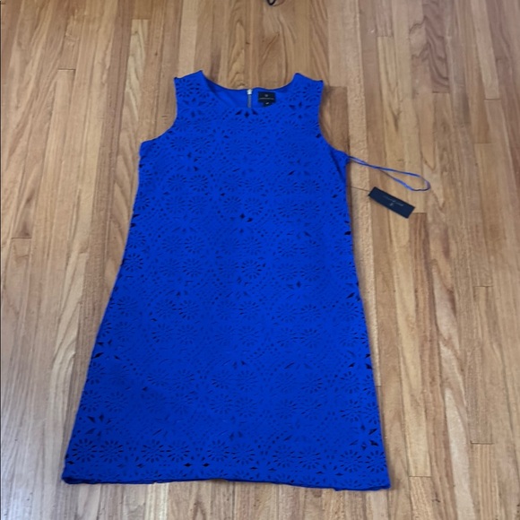 Worthington Dresses & Skirts - Worthington Blue Sheath Midi Dress Sleeveless Crew Neck